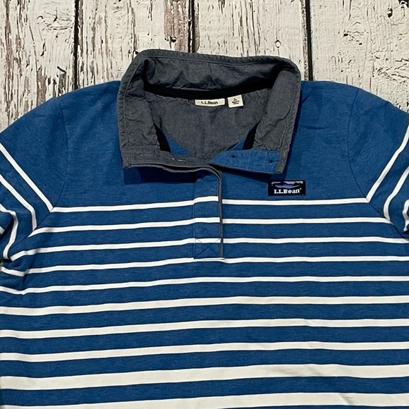 LL Bean Blue and White Nautical Look Pullover Long Sleeve Shirt - Picture 2 of 6